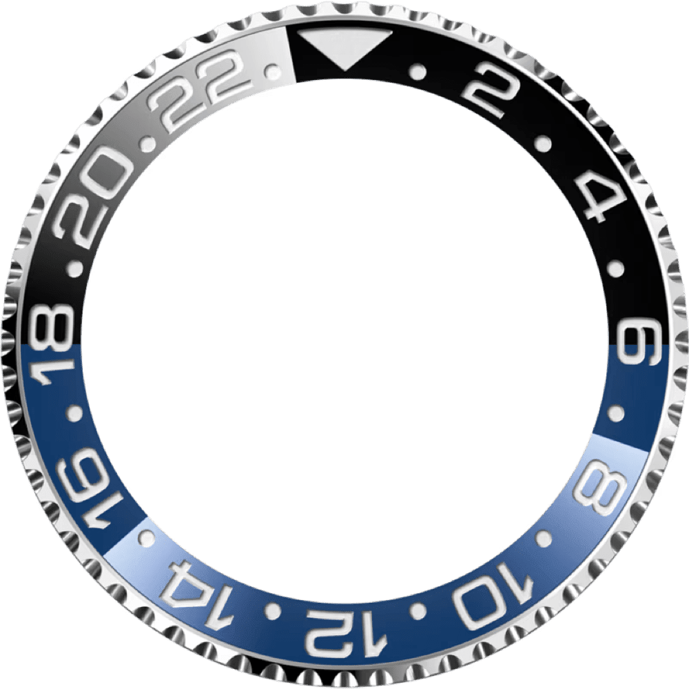 Zwart met blauwe bezel