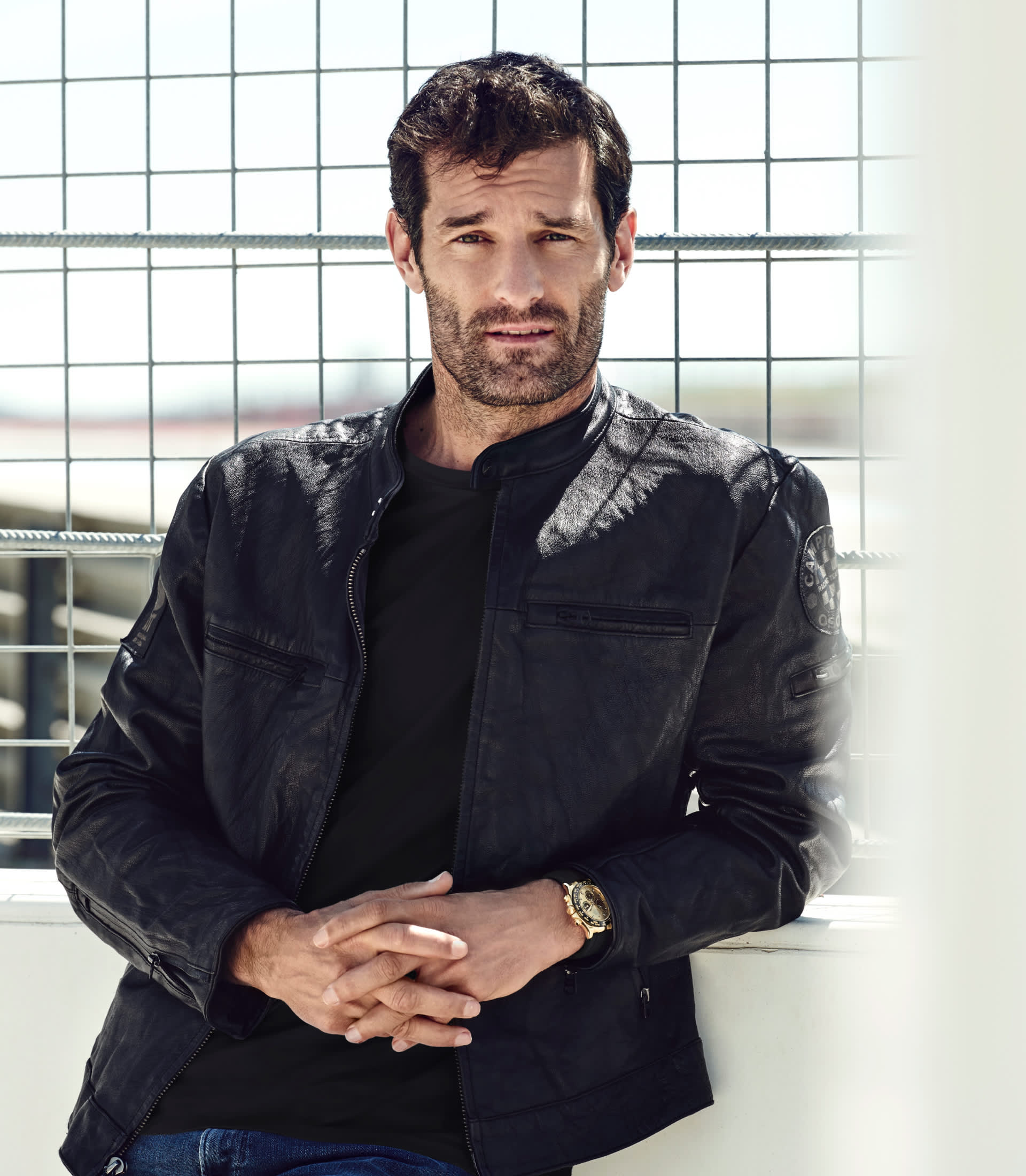 Mark Webber wearing a Rolex Cosmograph Daytona