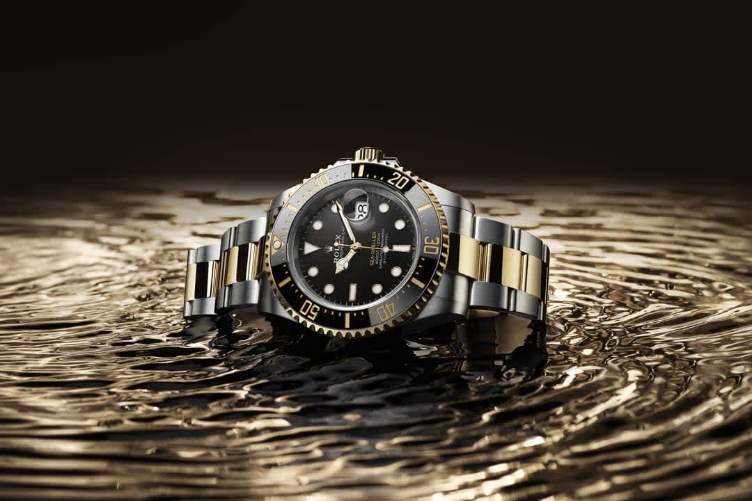 Rolex watch gold and black shop