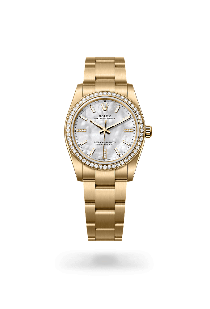 Oyster Perpetual 34 - Oyster, 34 mm, yellow gold and diamonds - New model