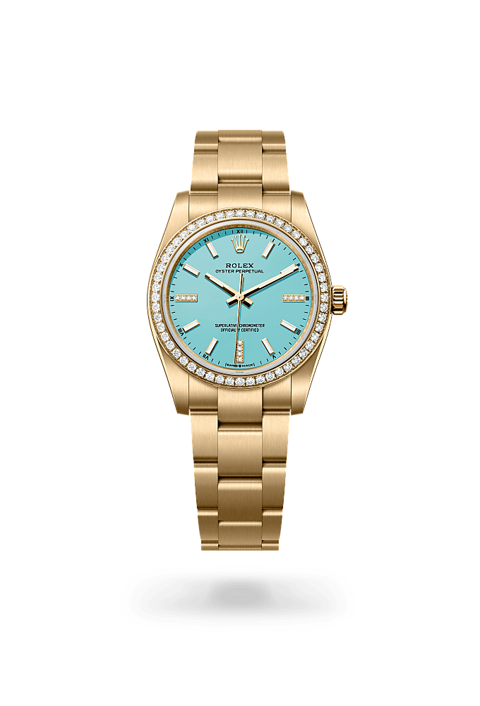 Oyster Perpetual 34 - Oyster, 34 mm, yellow gold and diamonds - New model