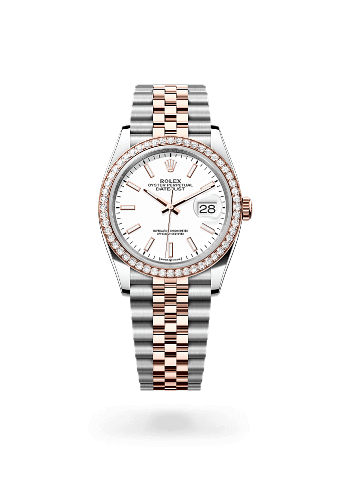 Datejust 36 - Oyster, 36 mm, Oystersteel, Everose gold and diamonds