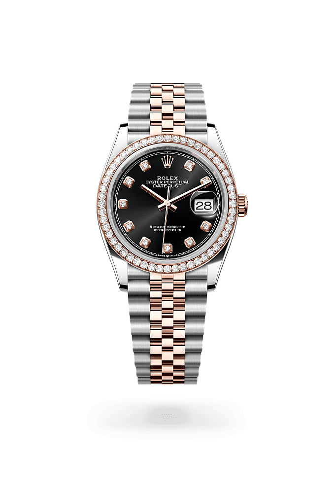 Datejust 36 - Oyster, 36 mm, Oystersteel, Everose gold and diamonds