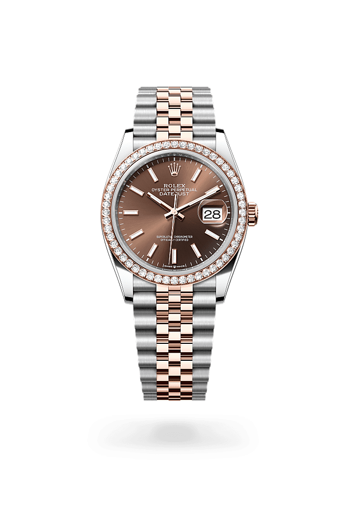 Datejust 36 - Oyster, 36 mm, Oystersteel, Everose gold and diamonds