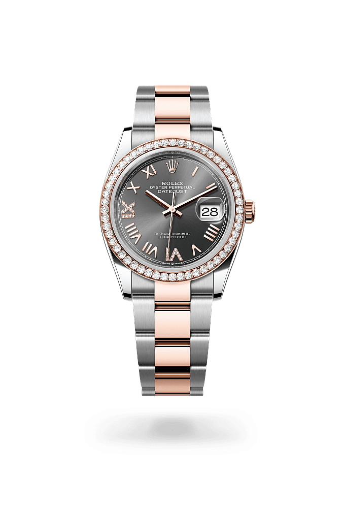 Datejust 36 - Oyster, 36 mm, Oystersteel, Everose gold and diamonds - New model