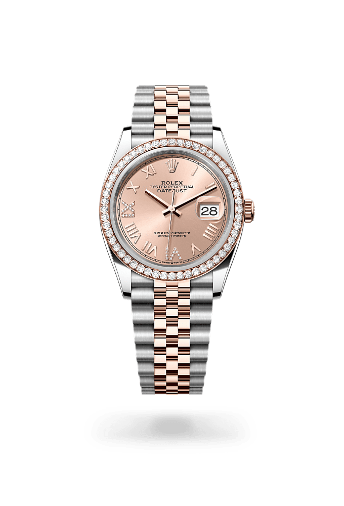 Datejust 36 - Oyster, 36 mm, Oystersteel, Everose gold and diamonds - New model