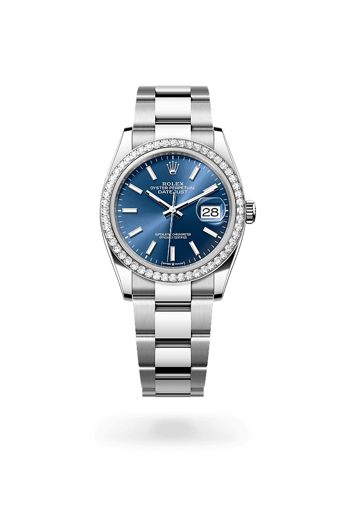 Datejust 36 - Oyster, 36 mm, Oystersteel, white gold and diamonds