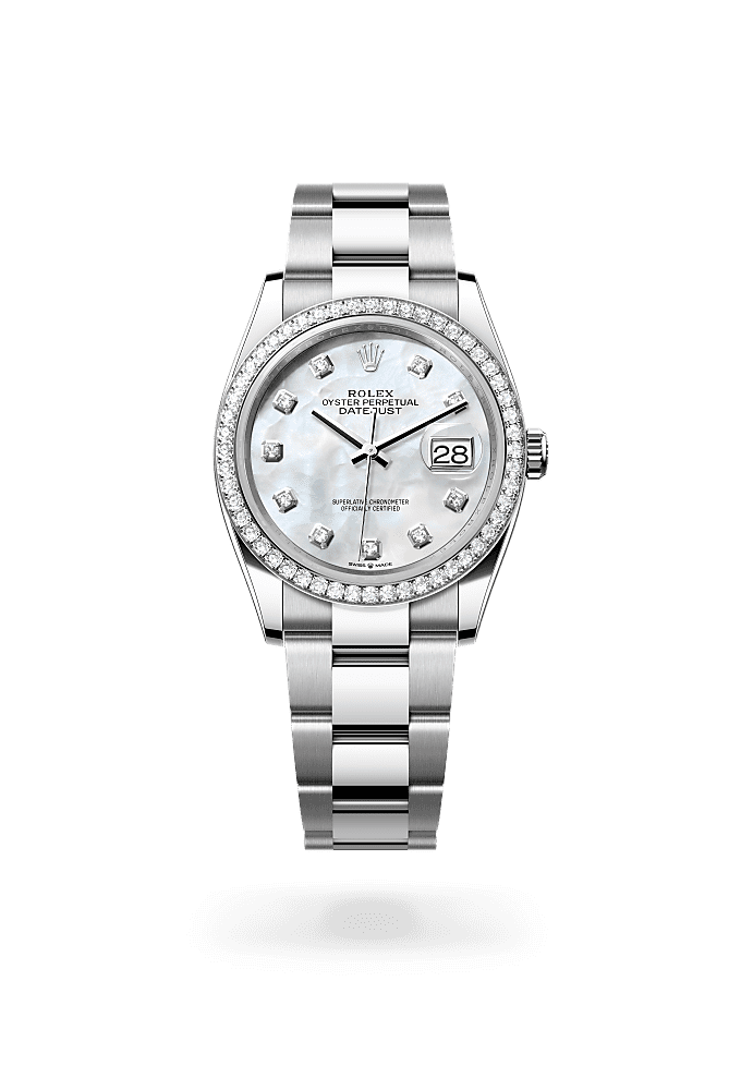 Datejust 36 - Oyster, 36 mm, Oystersteel, white gold and diamonds