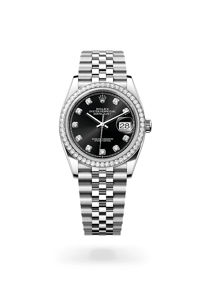 Datejust 36 - Oyster, 36 mm, Oystersteel, white gold and diamonds