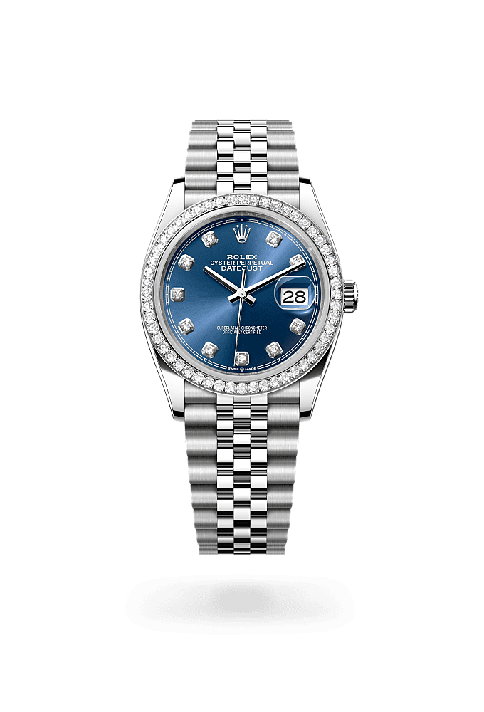 Datejust 36 - Oyster, 36 mm, Oystersteel, white gold and diamonds