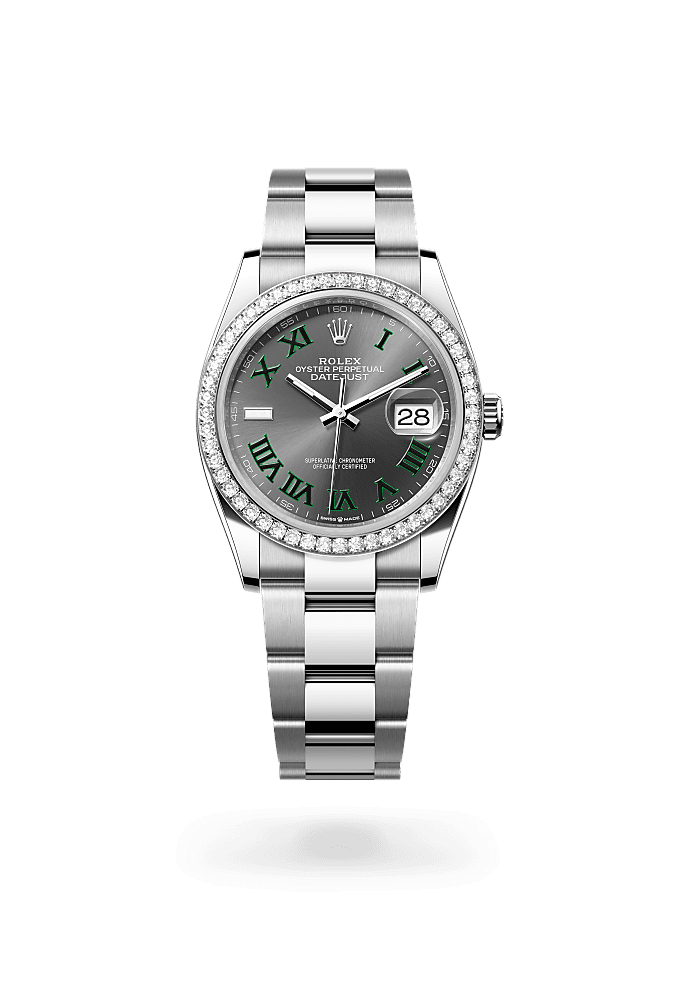 Datejust 36 - Oyster, 36 mm, Oystersteel, white gold and diamonds