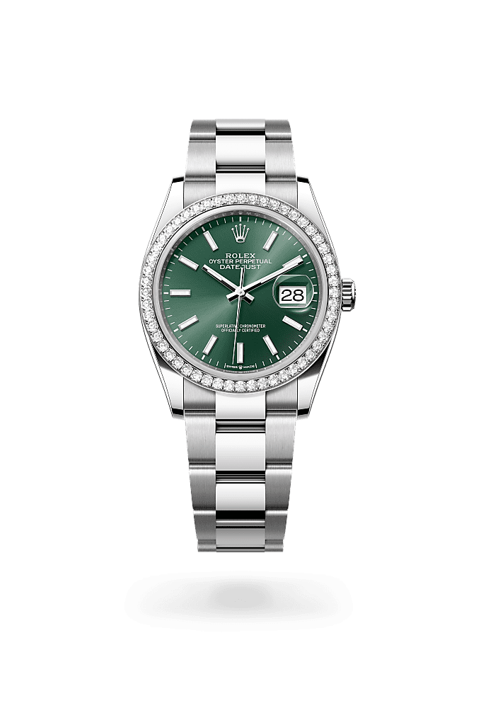 Datejust 36 - Oyster, 36 mm, Oystersteel, white gold and diamonds