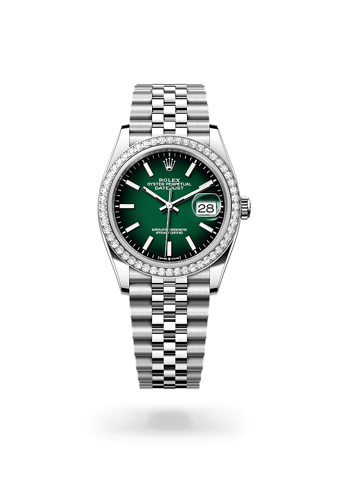 Datejust 36 - Oyster, 36 mm, Oystersteel, white gold and diamonds - New model
