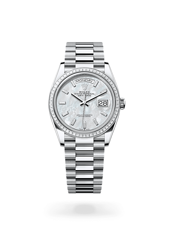 Day-Date 36 - Oyster, 36 mm, platinum and diamonds