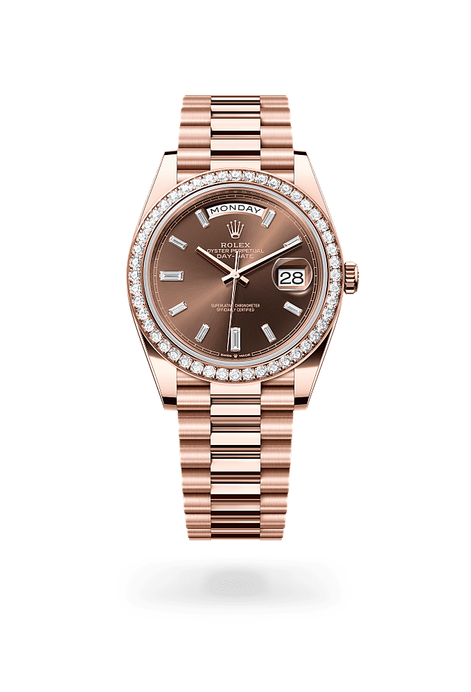 Day-Date 40 - Oyster, 40 mm, Everose gold and diamonds