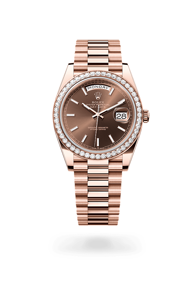 Day-Date 40 - Oyster, 40 mm, Everose gold and diamonds