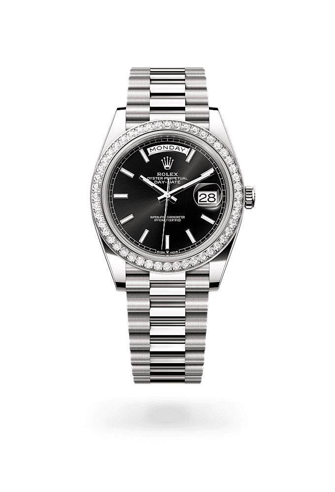 Day-Date 40 - Oyster, 40 mm, white gold and diamonds