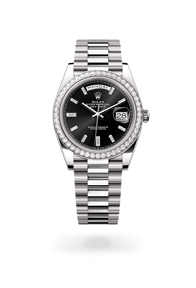 Day-Date 40 - Oyster, 40 mm, white gold and diamonds
