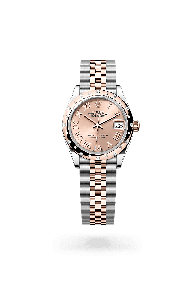 Datejust 31 - Oyster, 31 mm, Oystersteel, Everose gold and diamonds