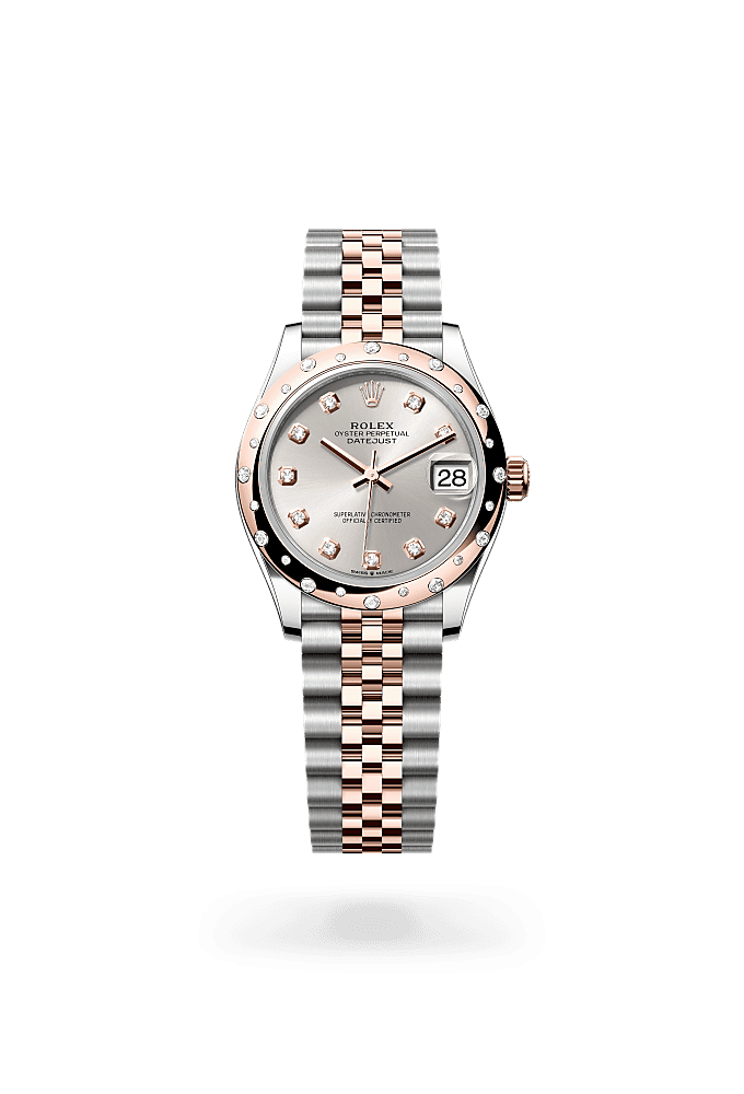 Datejust 31 - Oyster, 31 mm, Oystersteel, Everose gold and diamonds