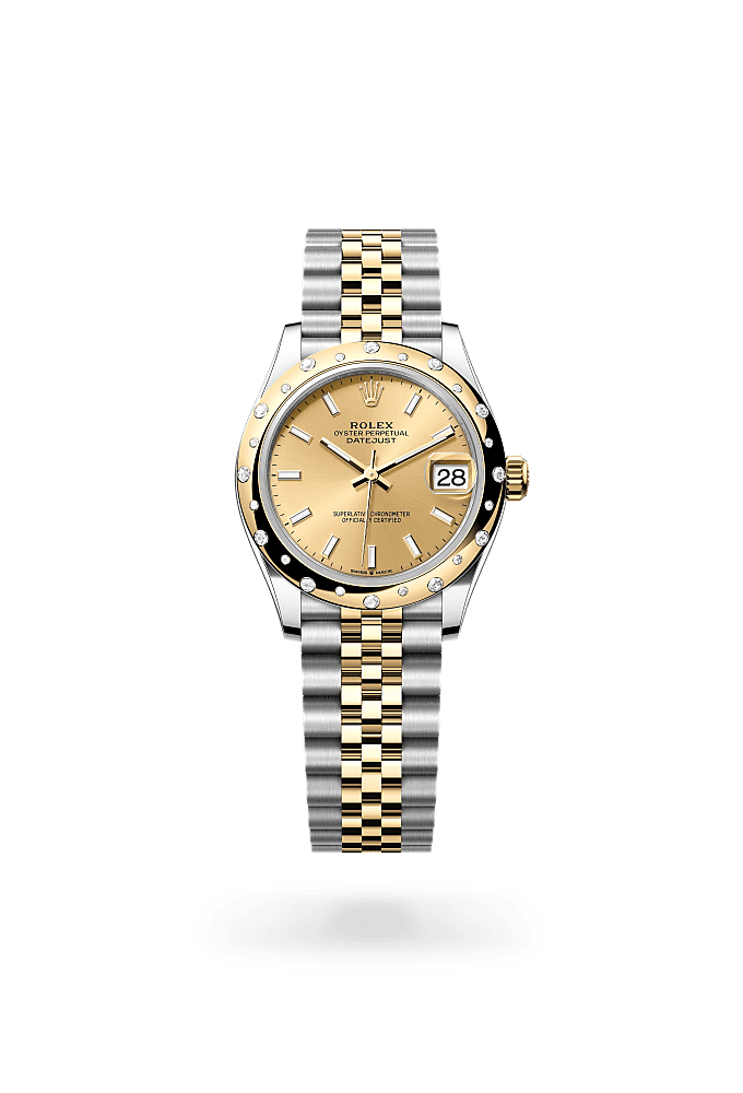 Datejust 31 - Oyster, 31 mm, Oystersteel, yellow gold and diamonds