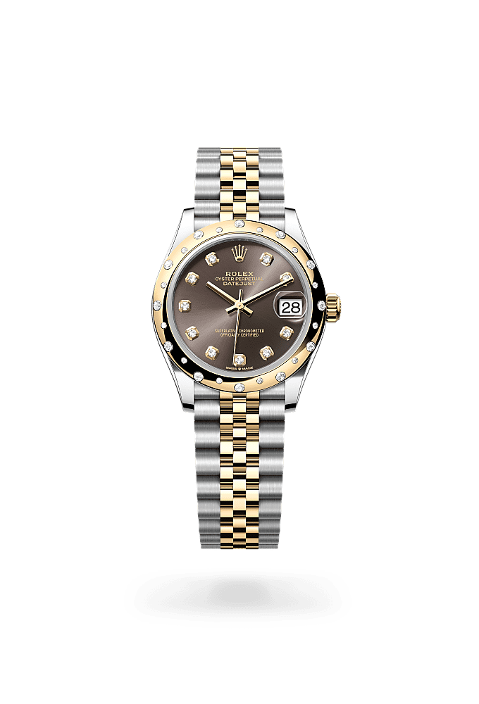 Datejust 31 - Oyster, 31 mm, Oystersteel, yellow gold and diamonds
