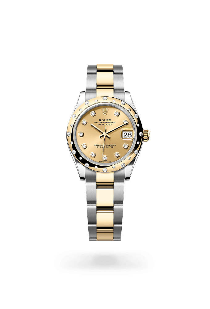 Datejust 31 - Oyster, 31 mm, Oystersteel, yellow gold and diamonds