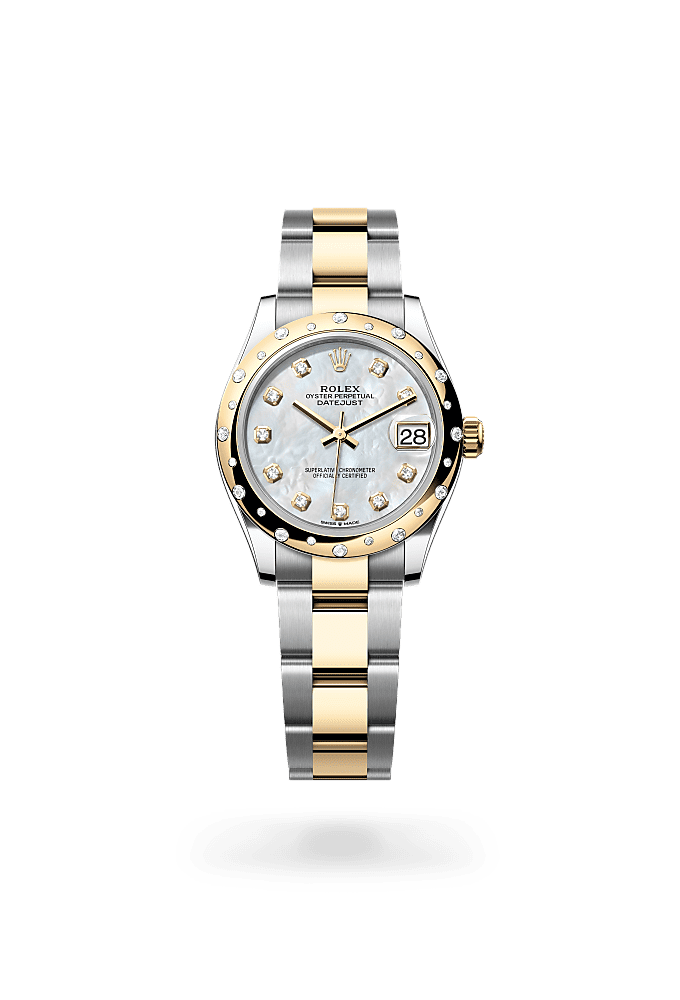 Datejust 31 - Oyster, 31 mm, Oystersteel, yellow gold and diamonds