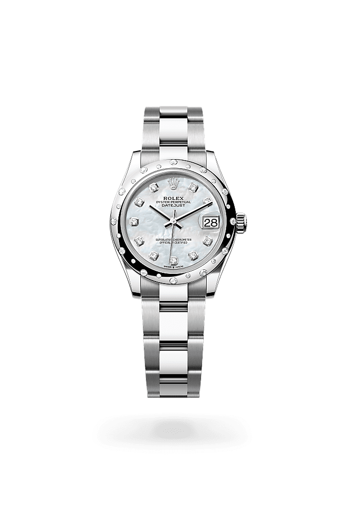 Datejust 31 - Oyster, 31 mm, Oystersteel, white gold and diamonds