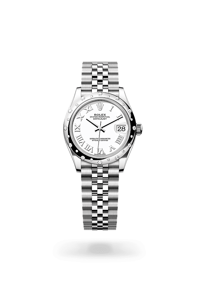 Datejust 31 - Oyster, 31 mm, Oystersteel, white gold and diamonds