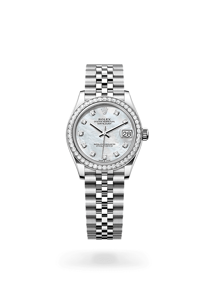 Datejust 31 - Oyster, 31 mm, Oystersteel, white gold and diamonds