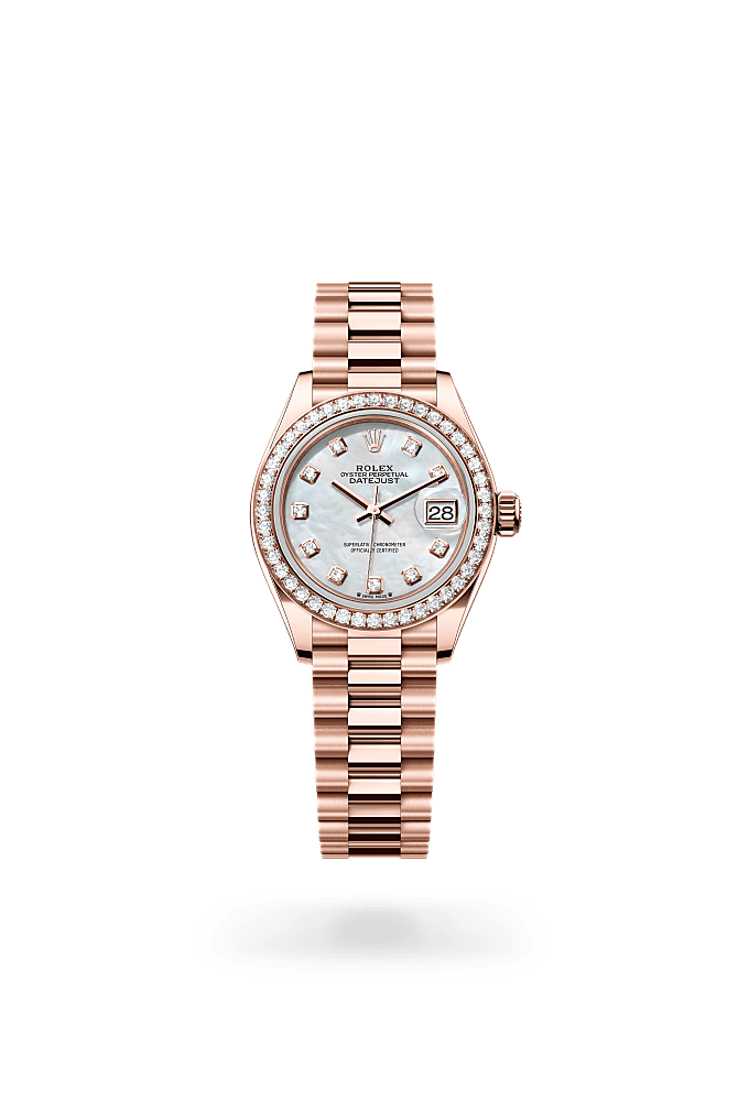 Lady-Datejust - Oyster, 28 mm, Everose gold and diamonds