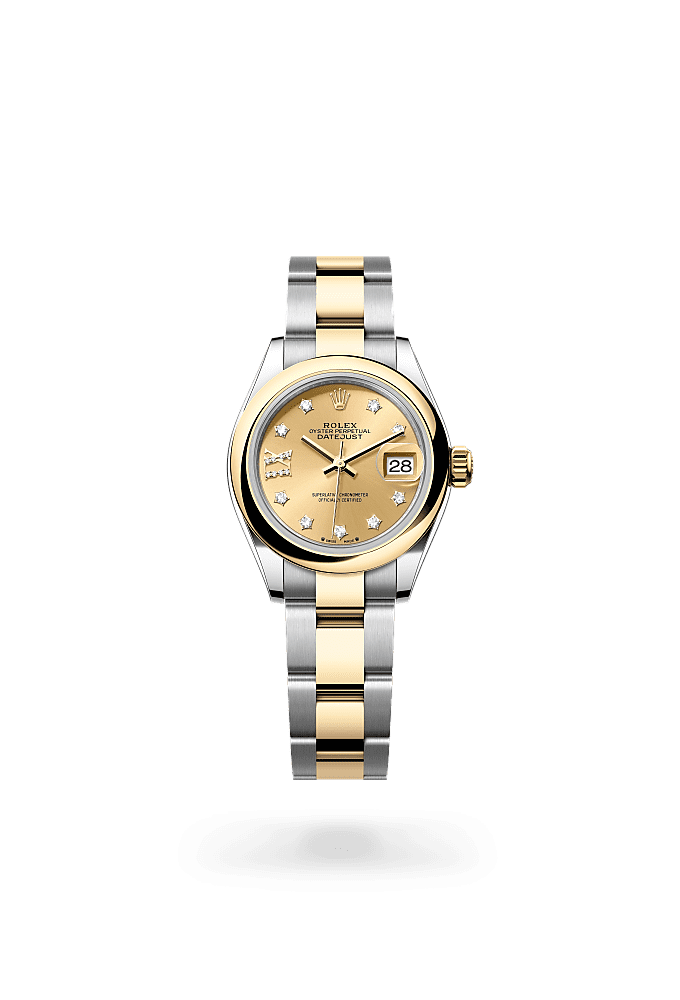 Lady-Datejust - Oyster, 28 mm, Oystersteel and yellow gold