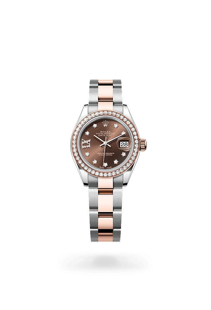 Lady-Datejust - Oyster, 28 mm, Oystersteel, Everose gold and diamonds