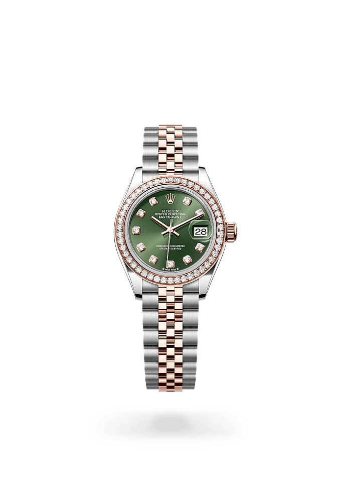 Lady-Datejust - Oyster, 28 mm, Oystersteel, Everose gold and diamonds