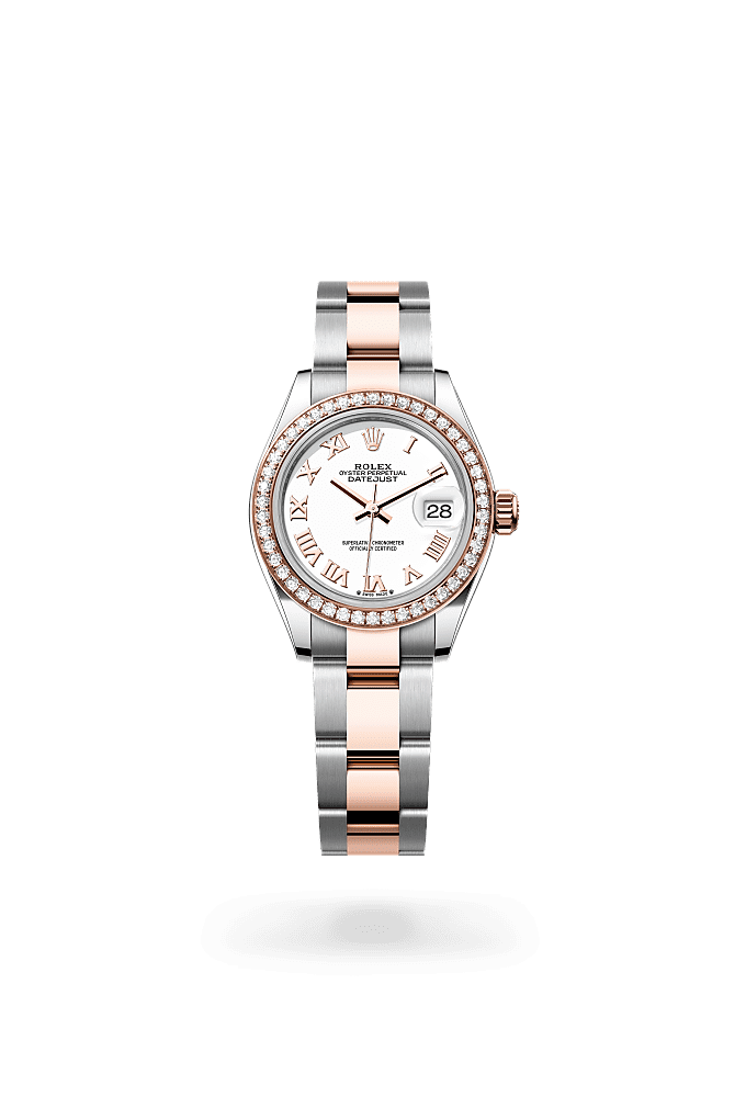 Lady-Datejust - Oyster, 28 mm, Oystersteel, Everose gold and diamonds
