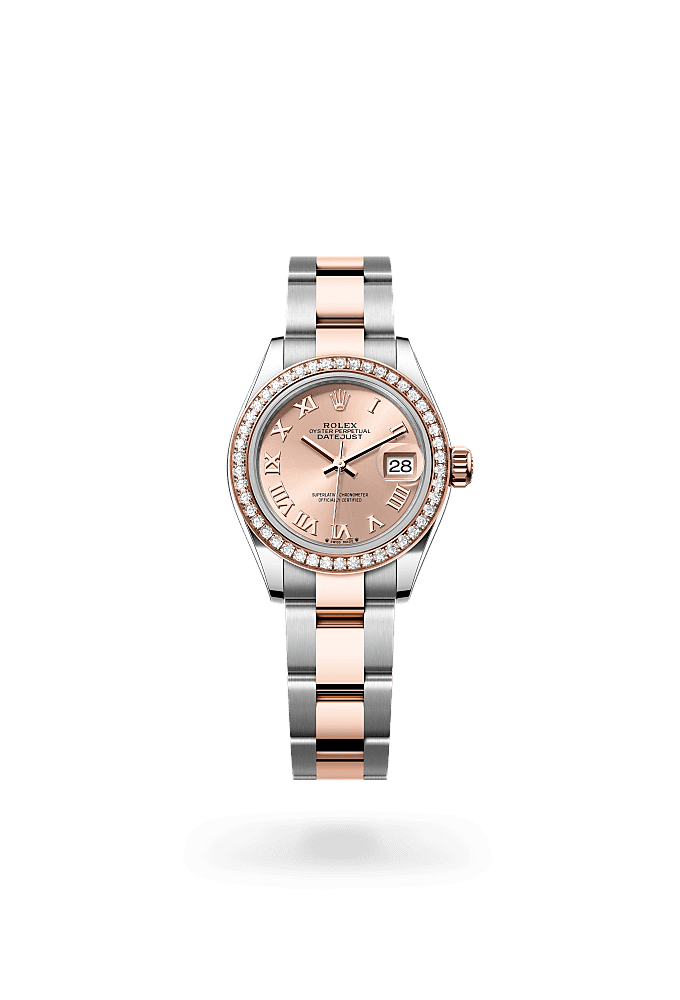 Lady-Datejust - Oyster, 28 mm, Oystersteel, Everose gold and diamonds