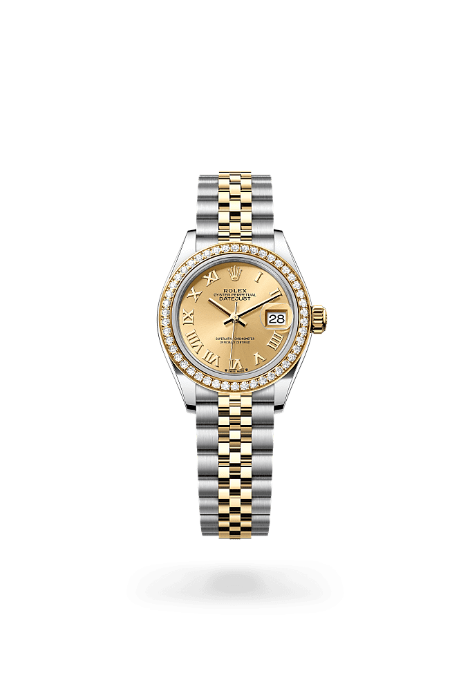 Lady-Datejust - Oyster, 28 mm, Oystersteel, yellow gold and diamonds