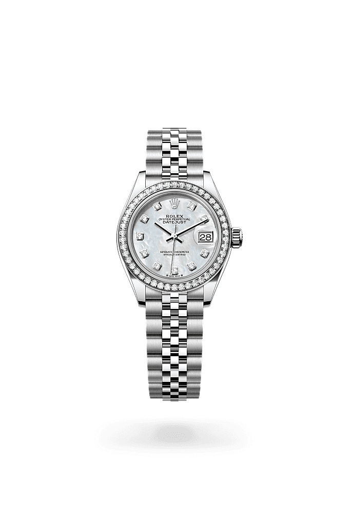 Lady-Datejust - Oyster, 28 mm, Oystersteel, white gold and diamonds
