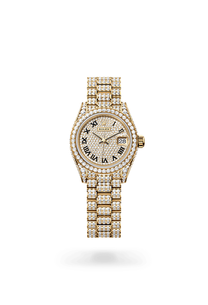 Lady-Datejust - Oyster, 28 mm, yellow gold and diamonds