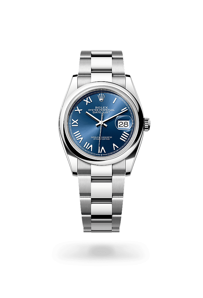 Datejust 36, Oyster, 36 mm, Oystersteel, Dial : Bright blue, Rolex