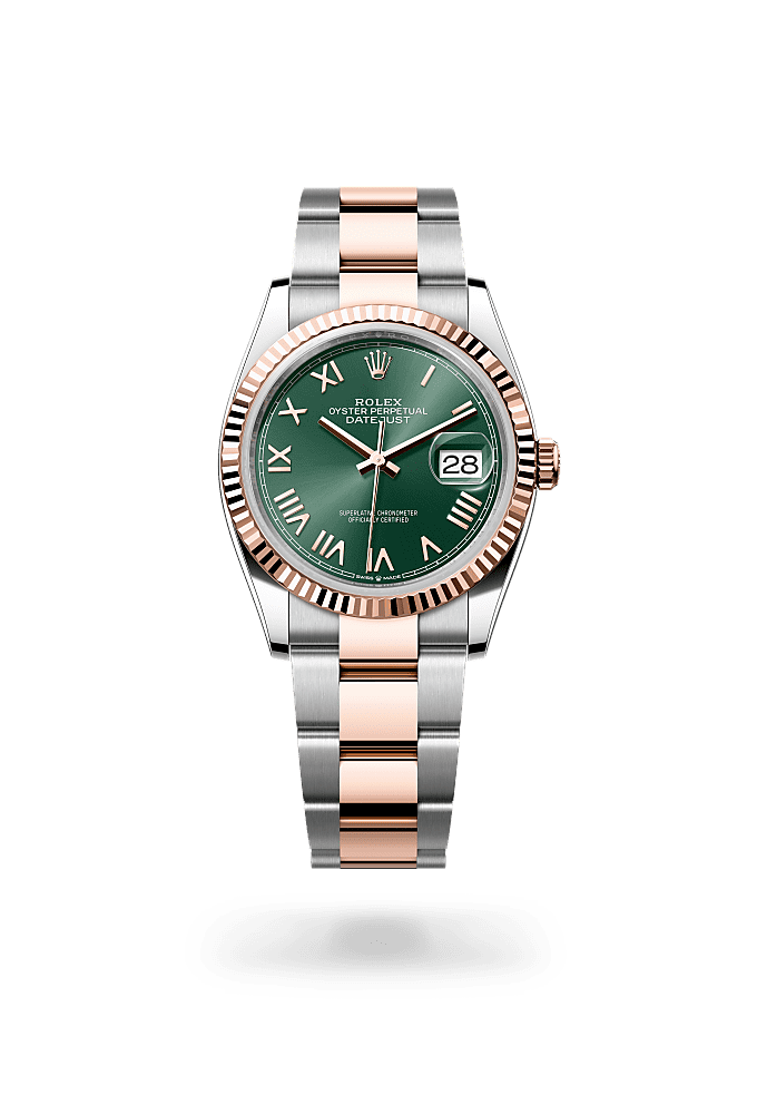 Datejust 36, 蠔式，36毫米，永恒玫瑰金及蠔式鋼, 錶面 : 薄荷綠色, Rolex