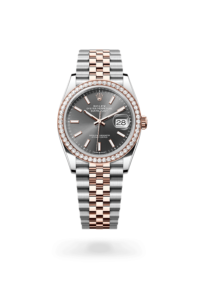 Datejust 36 - Oyster, 36 mm, Oystersteel, Everose gold and diamonds