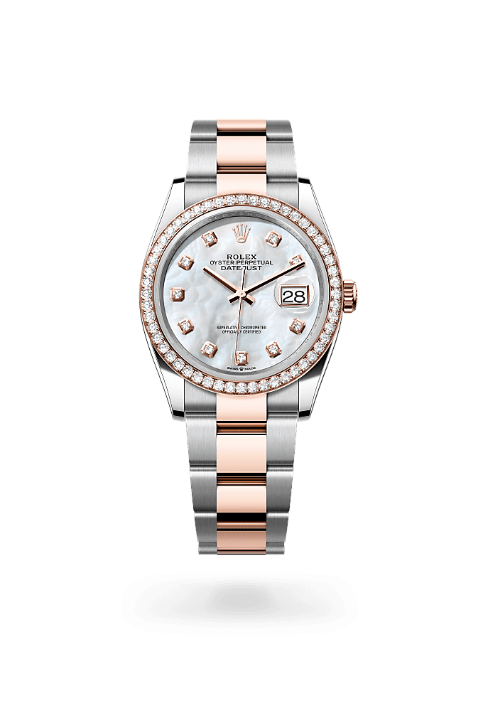 Datejust 36 - Oyster, 36 mm, Oystersteel, Everose gold and diamonds