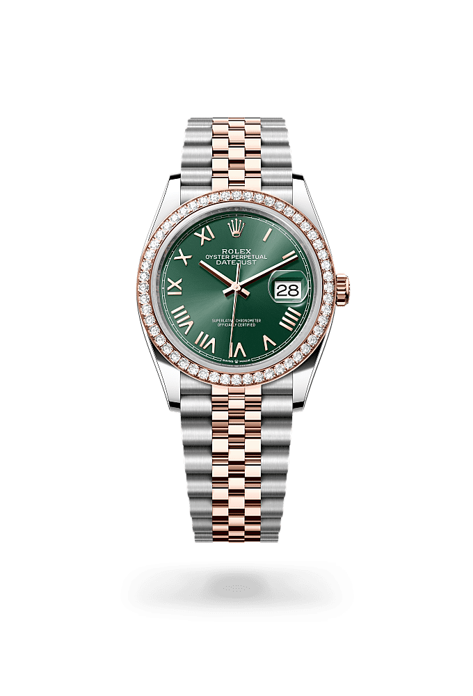 Datejust 36, 蠔式，36毫米，鑽石、永恒玫瑰金及蠔式鋼, 錶面 : 薄荷綠色, Rolex