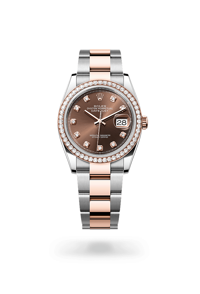 Datejust 36 - Oyster, 36 mm, Oystersteel, Everose gold and diamonds - New model
