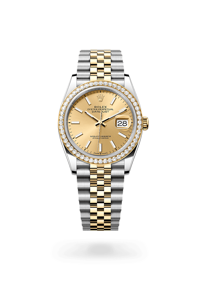 Datejust 36 - Oyster, 36 mm, Oystersteel, yellow gold and diamonds