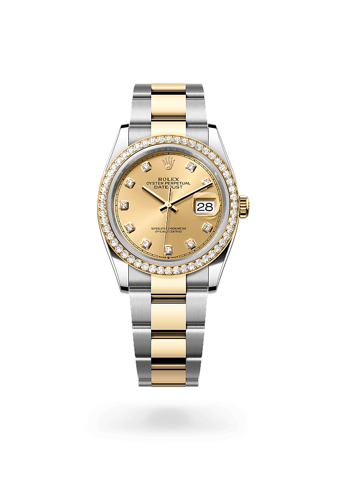 Datejust 36 - Oyster, 36 mm, Oystersteel, yellow gold and diamonds