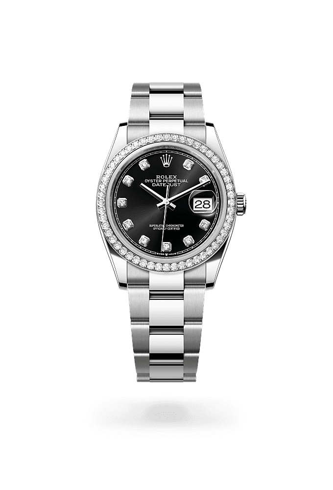 Datejust 36 - Oyster, 36 mm, Oystersteel, white gold and diamonds