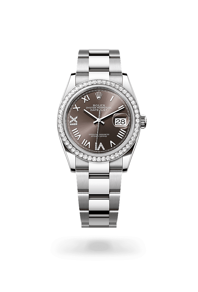 Datejust 36 - Oyster, 36 mm, Oystersteel, white gold and diamonds - New model